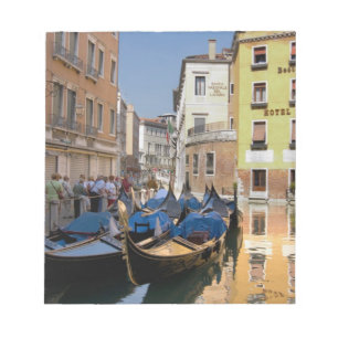Italy, Venice, gondolas moored along canal Notepad