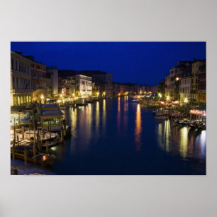 Italy, Venice, Night View Along the Grand 2 Poster