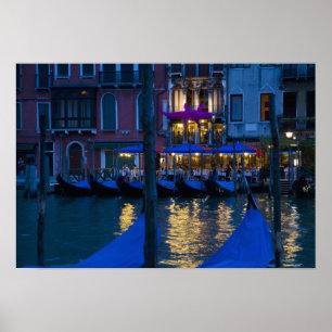 Italy, Venice, Night View Along the Grand Poster