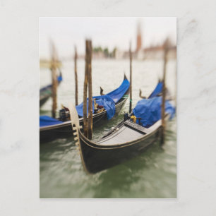 Italy, Venice, Selective Focus of Gondola in the Postcard