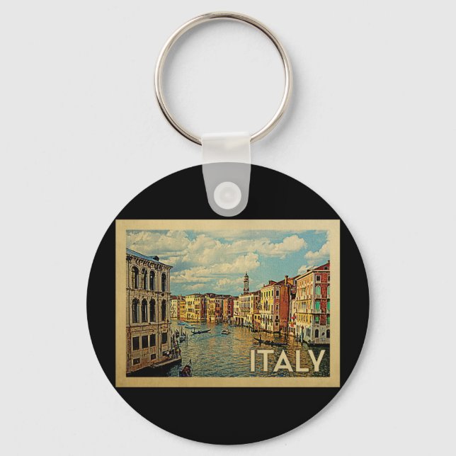 Italy Venice Vintage Travel Key Ring (Front)