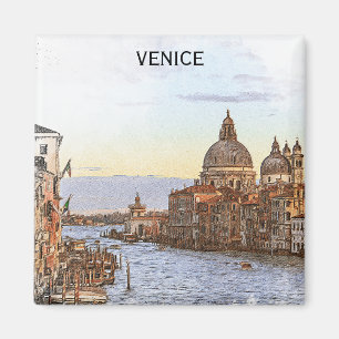Italy Venice Vintage Travel Panorama View Magnet