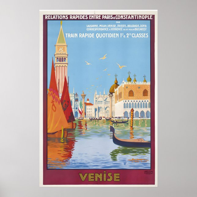 Italy Venice Vintage Travel Poster - Framed (Front)