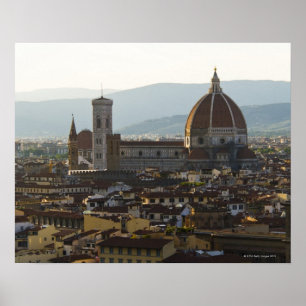Italy, View of Florence with Basilica di Santa Poster