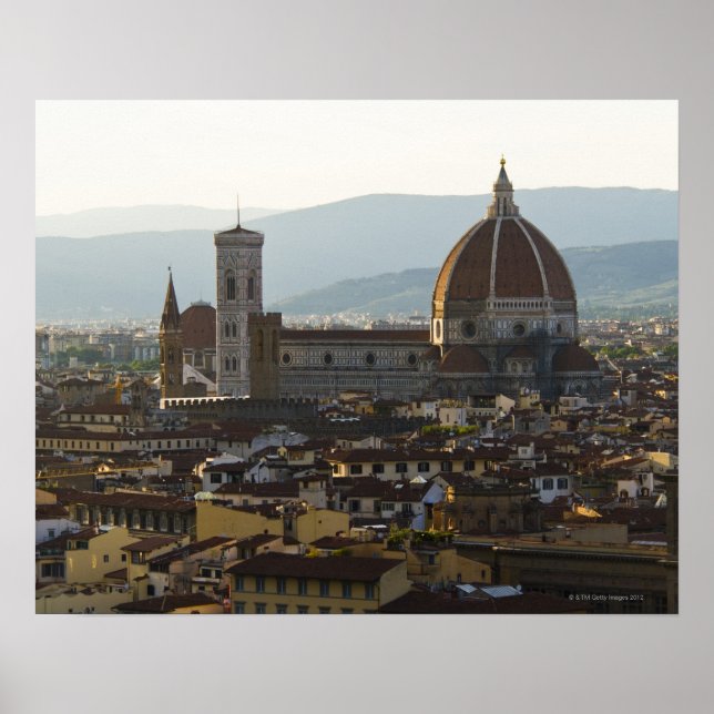 Italy, View of Florence with Basilica di Santa Poster (Front)