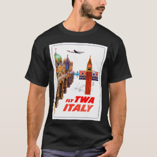 Italy  Vintage Air Travel Airline Advertising Prin T-Shirt