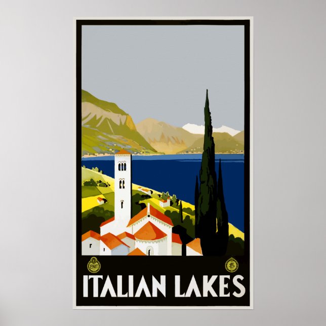 Italy Vintage Travel Poster - Italian Lakes (Front)