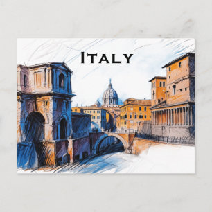 Italy Vintage Travel Tourism Add Postcard