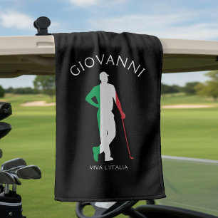 Italy Viva l'Italia Italian Flag Male Golfer Name Golf Towel
