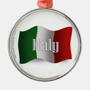 Italy Waving Flag Metal Tree Decoration