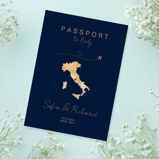 Italy Wedding Destination Passport World Map Invitation (Creator Uploaded)
