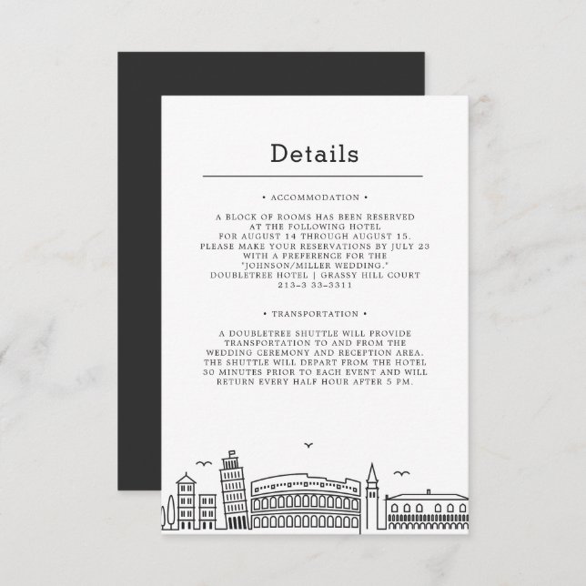 Italy Wedding | Guest Details Invitation (Front/Back)