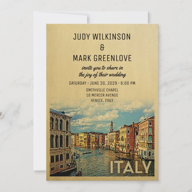 Italy Wedding Invitation Vintage Venice (Front)