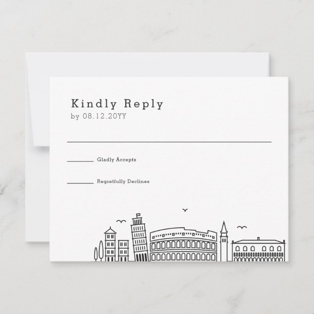 Italy Wedding | Stylised Skyline RSVP Card (Front)