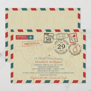 Italy World Traveller Airmail    Bridal Shower Invitation