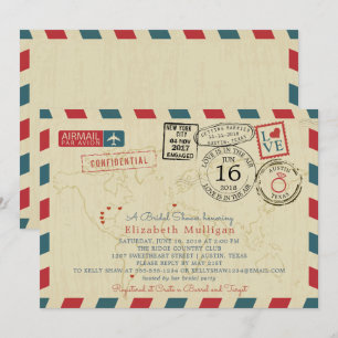 Italy World Traveller Airmail    Bridal Shower Invitation