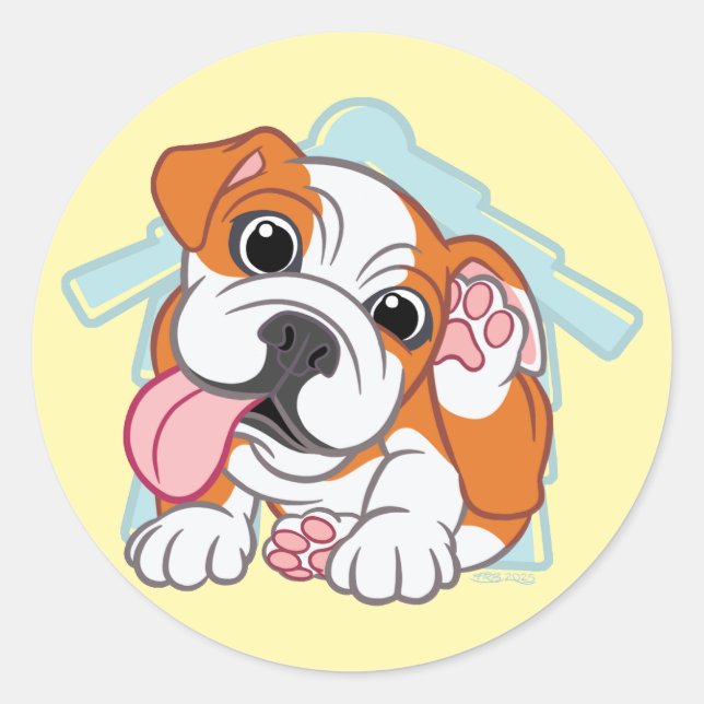Itchy Bulldog Classic Round Sticker (Front)