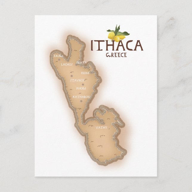 ithaca greece map postcard (Front)