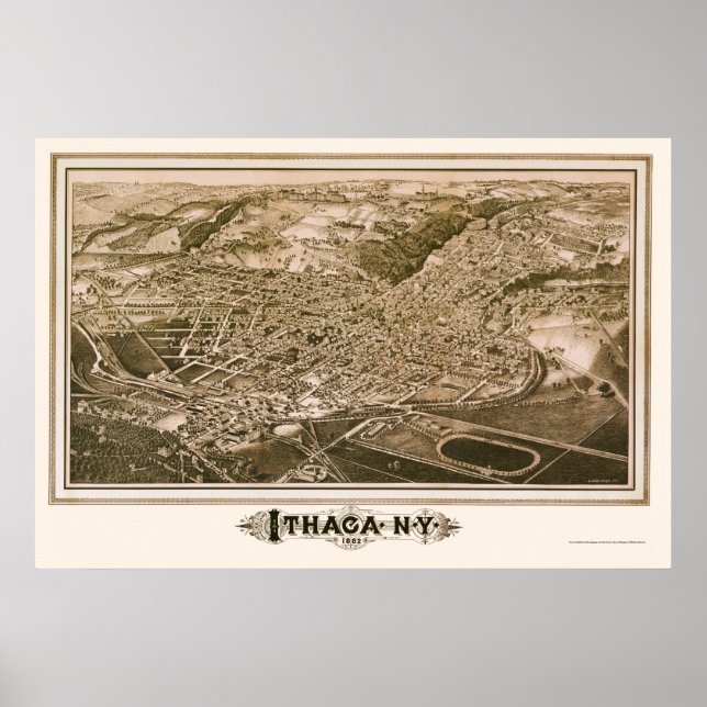 Ithaca, NY Panoramic Map - 1882 Poster (Front)