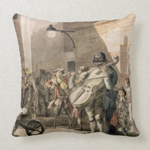 Itinerant Musicians playing in a poor part of town Cushion