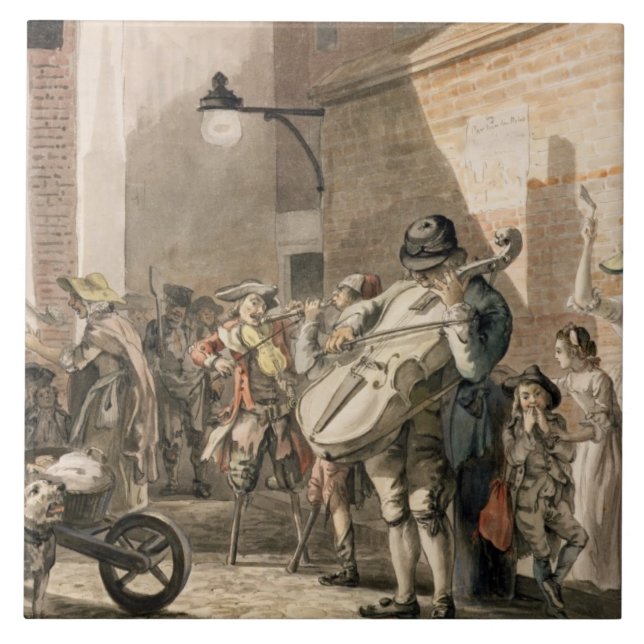 Itinerant Musicians playing in a poor part of town Tile (Front)