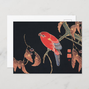 Ito Jakuchu Red Parrot on the Branch Japanese Art Postcard