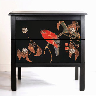 Ito Jakuchu Red Parrot on tree branch Circa 1900 Tissue Paper