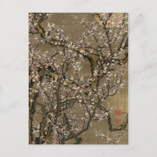 Ito Jakuchu White Plum Blossoms and Moon Postcard