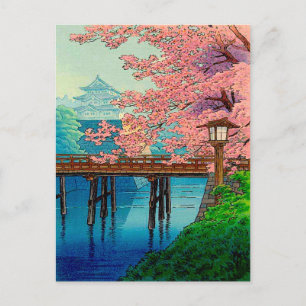 Ito Yuhan's Vintage Castle and Cherry Blossom Postcard