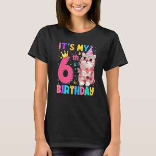 It's 6th My Birthday Cat Kids 6 Years Old Kitten B T-Shirt