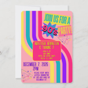 It's a 90's Party! Retro Birthday Invitation