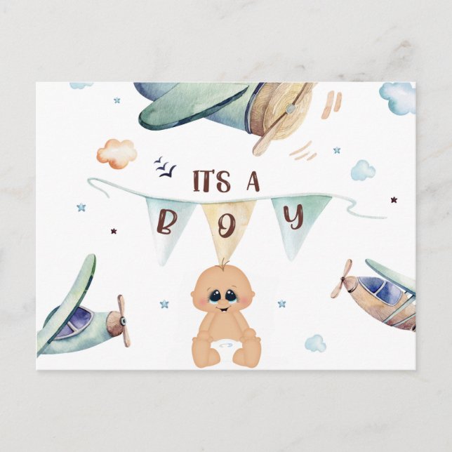 It's A Baby Boy Announcement Postcard (Front)