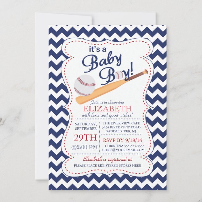 It's a Baby Boy Baseball Baby Shower Invitation (Front)