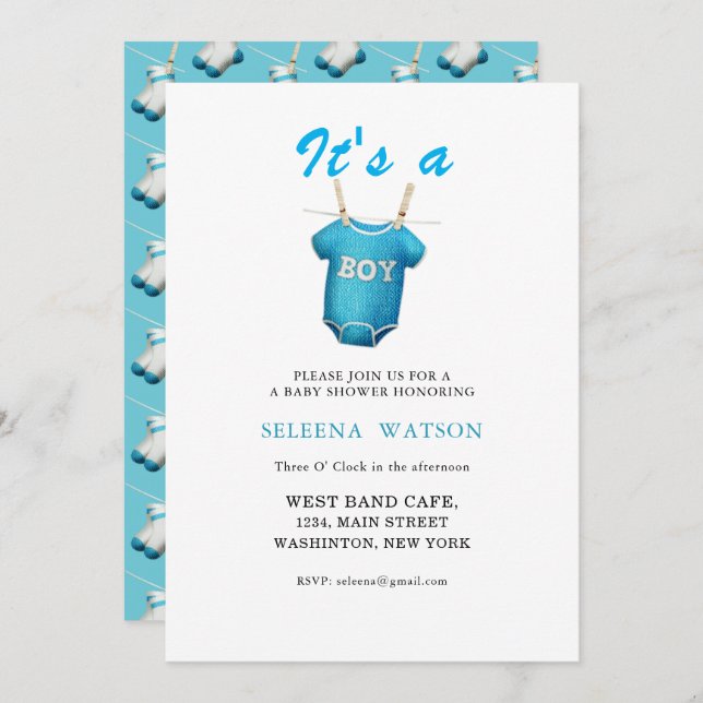 It's A Baby Boy Shower Invitation (Front/Back)