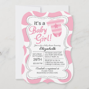 It's a Baby Girl Pink Bodysuit Girls Baby Shower Invitation