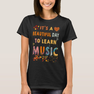 It's A Beautiful Day To Learn Music Cool Fall Para T-Shirt