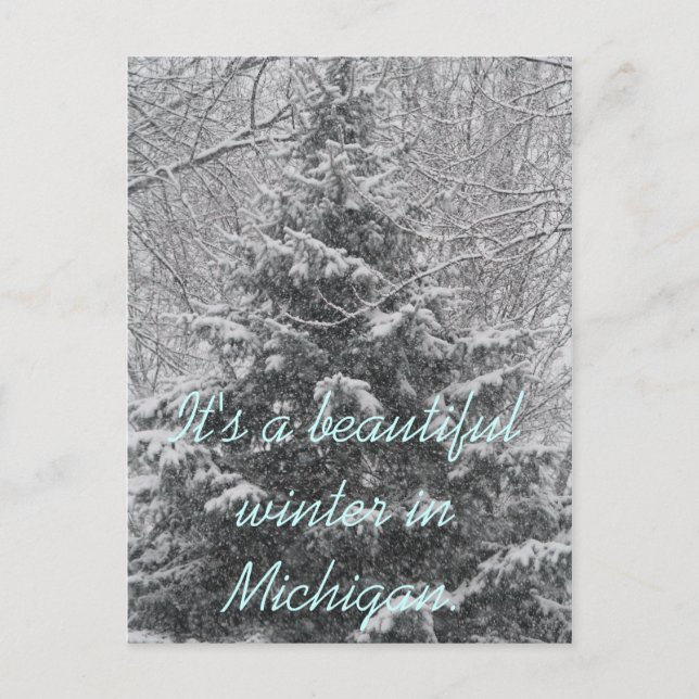 It's a beautiful winter in Michigan Postcard (Front)