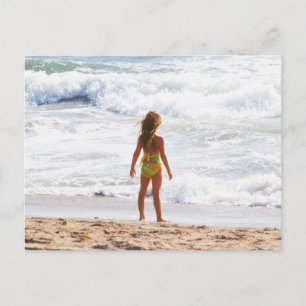 Its A Big World - Little Girl At The Beach Postcard