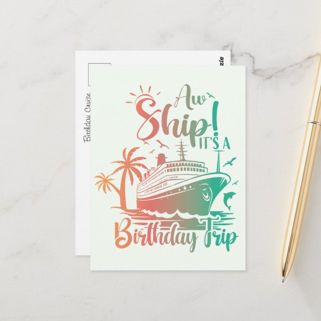 It's a Birthday Trip! Cruise Postcard (Front/Back In Situ)
