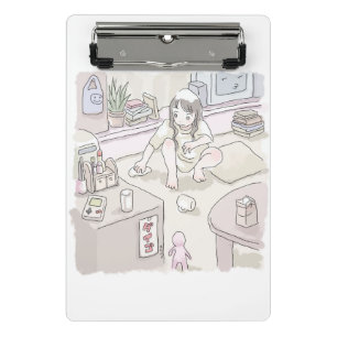 It's a bit. a woman who squatters in a room to cle mini clipboard