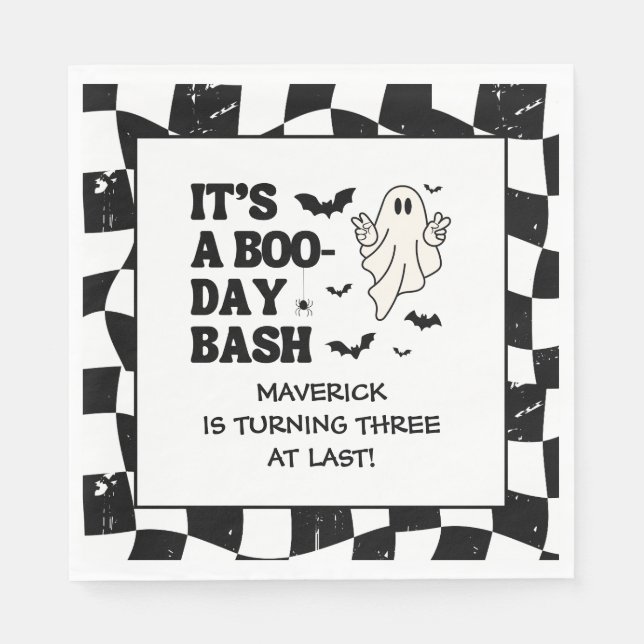 It's A Boo Bash Halloween 3rd Birthday Napkin (Front)
