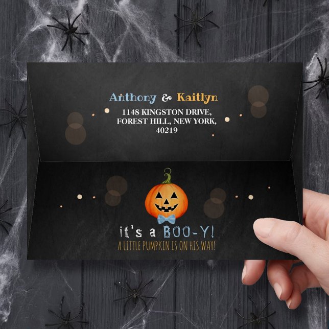 It's A Boo-y! Little Pumpkin Halloween Baby Shower Envelope (Creator Uploaded)