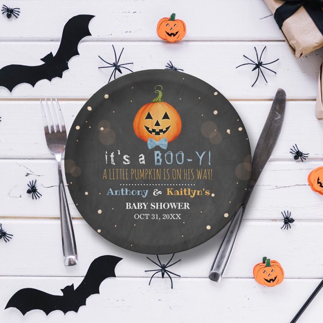 It's A Boo-y! Little Pumpkin Halloween Baby Shower Paper Plate (Creator Uploaded)