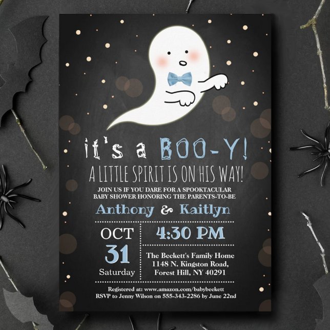 It's A Boo-y! Little Spirit Halloween Baby Shower Invitation (Creator Uploaded)