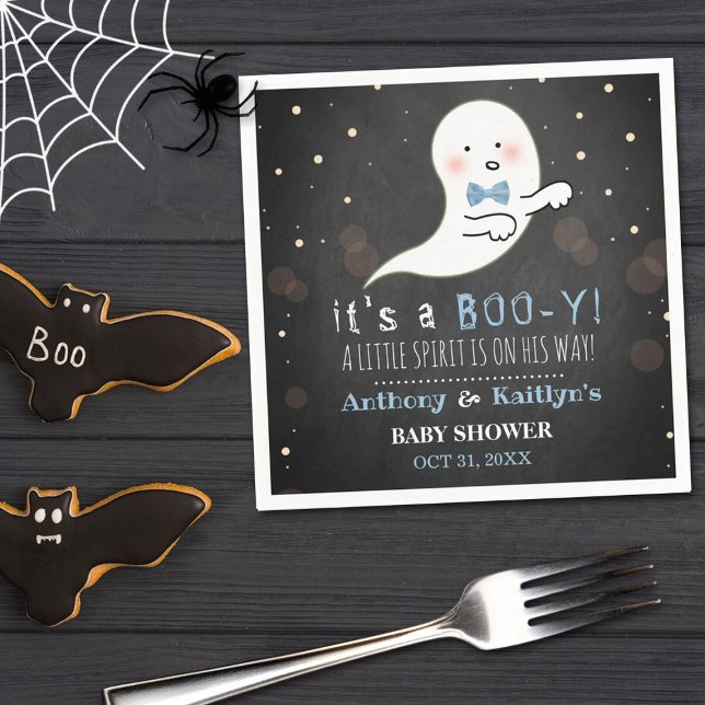 It's A Boo-y! Little Spirit Halloween Baby Shower Napkin (Creator Uploaded)