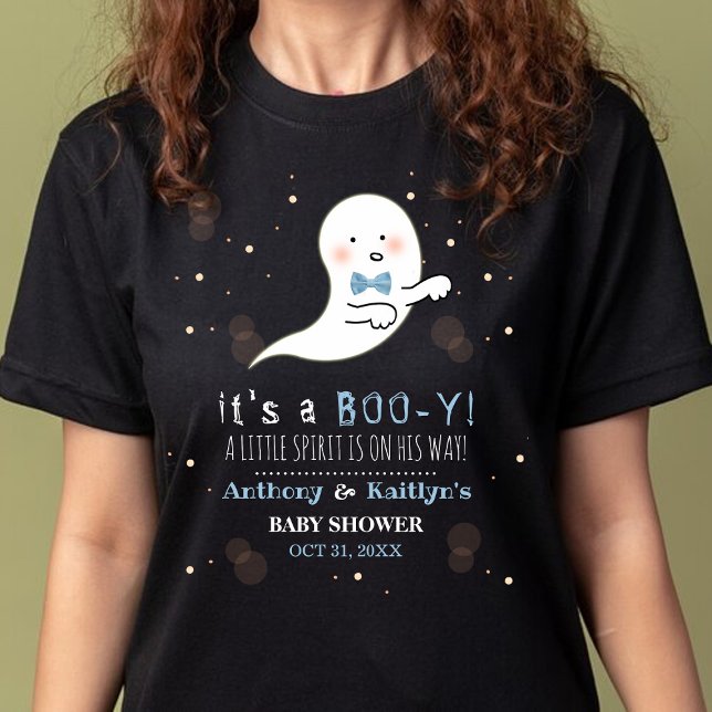 It's A Boo-y! Little Spirit Halloween Baby Shower T-Shirt (Creator Uploaded)