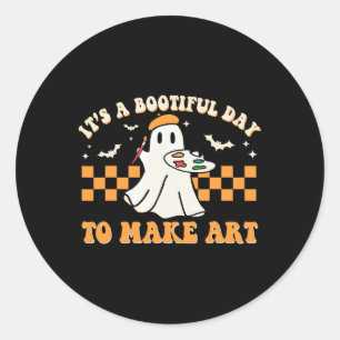 It's A Bootiful Day To Make Art Halloween Art Teac Classic Round Sticker