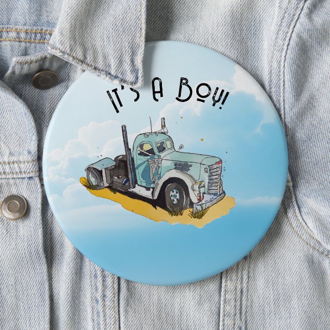 It's A Boy! 6 Cm Round Badge (In Situ)