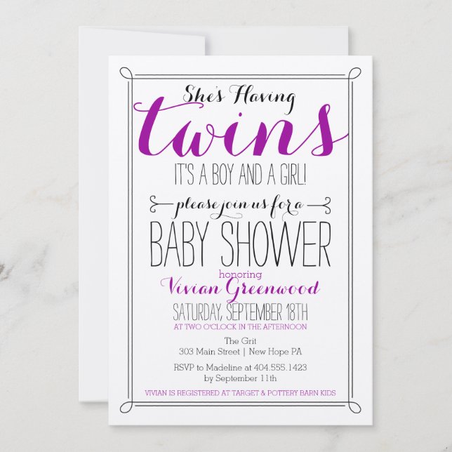 It's a Boy & a Girl Twin Baby Shower Invitation (Front)
