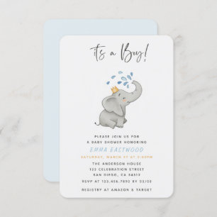 It's a Boy Adorable Elephant Sprinkle Baby Shower Invitation
